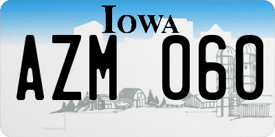 IA license plate AZM060