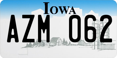 IA license plate AZM062