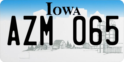 IA license plate AZM065