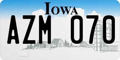 IA license plate AZM070