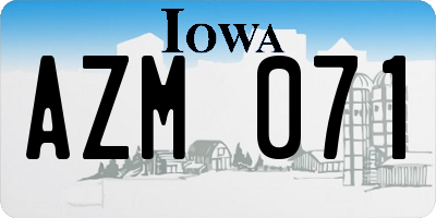 IA license plate AZM071