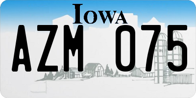 IA license plate AZM075