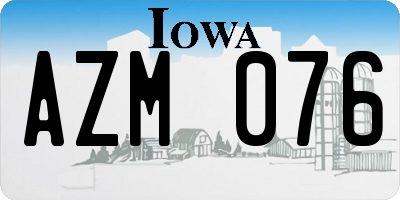 IA license plate AZM076