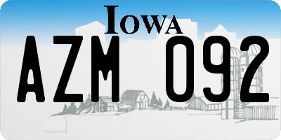 IA license plate AZM092