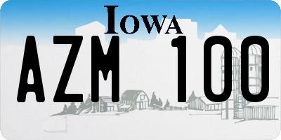 IA license plate AZM100
