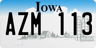 IA license plate AZM113