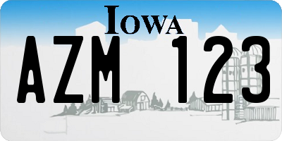 IA license plate AZM123
