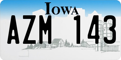 IA license plate AZM143