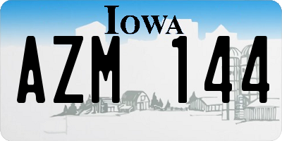 IA license plate AZM144