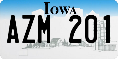 IA license plate AZM201