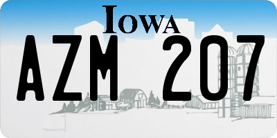 IA license plate AZM207