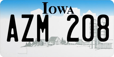 IA license plate AZM208