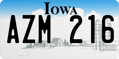 IA license plate AZM216