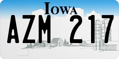 IA license plate AZM217