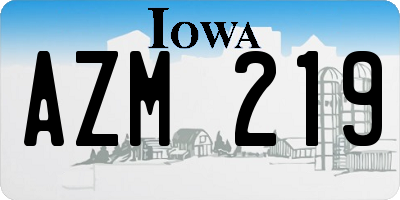 IA license plate AZM219