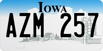 IA license plate AZM257
