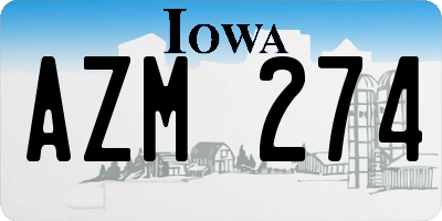 IA license plate AZM274