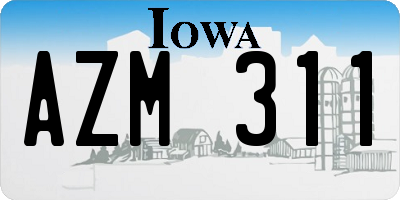 IA license plate AZM311