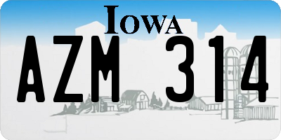 IA license plate AZM314