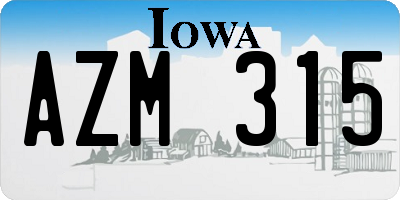 IA license plate AZM315