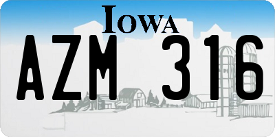 IA license plate AZM316