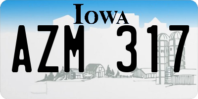 IA license plate AZM317