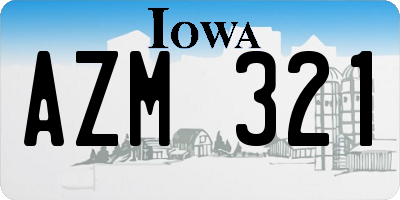 IA license plate AZM321