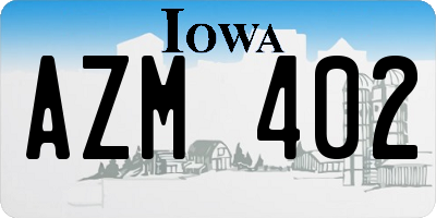 IA license plate AZM402