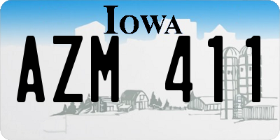IA license plate AZM411