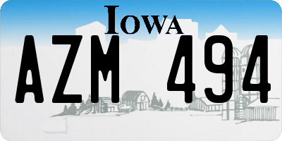 IA license plate AZM494