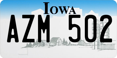 IA license plate AZM502