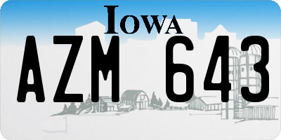 IA license plate AZM643