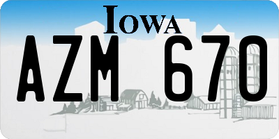 IA license plate AZM670