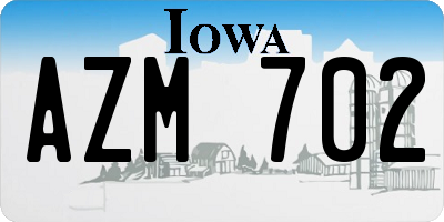 IA license plate AZM702