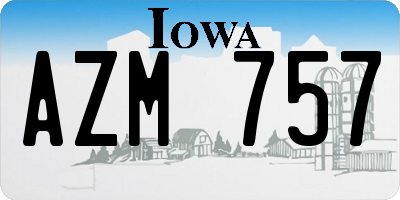 IA license plate AZM757