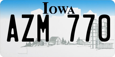 IA license plate AZM770