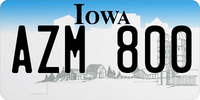 IA license plate AZM800