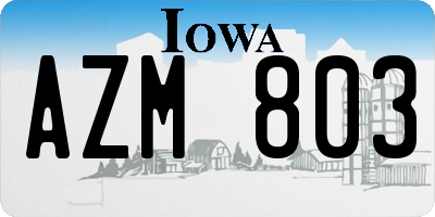 IA license plate AZM803