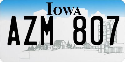 IA license plate AZM807