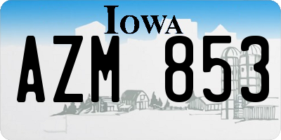 IA license plate AZM853