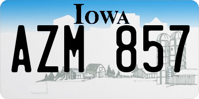 IA license plate AZM857