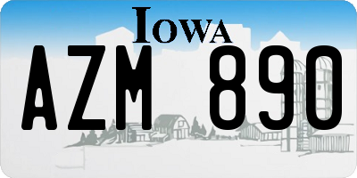 IA license plate AZM890
