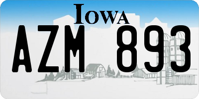 IA license plate AZM893