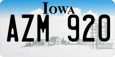 IA license plate AZM920
