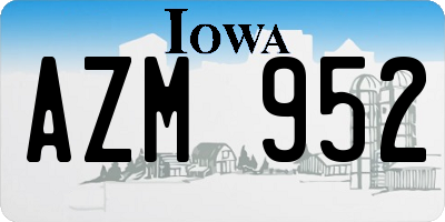 IA license plate AZM952