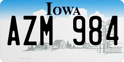 IA license plate AZM984