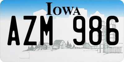 IA license plate AZM986