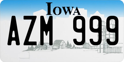 IA license plate AZM999
