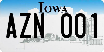 IA license plate AZN001