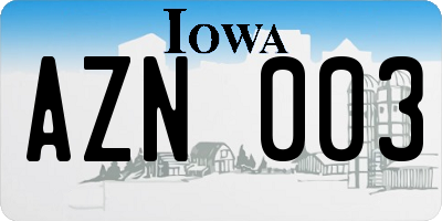 IA license plate AZN003